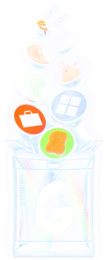 A Gacha foil pack torn open with meme coins spilling out